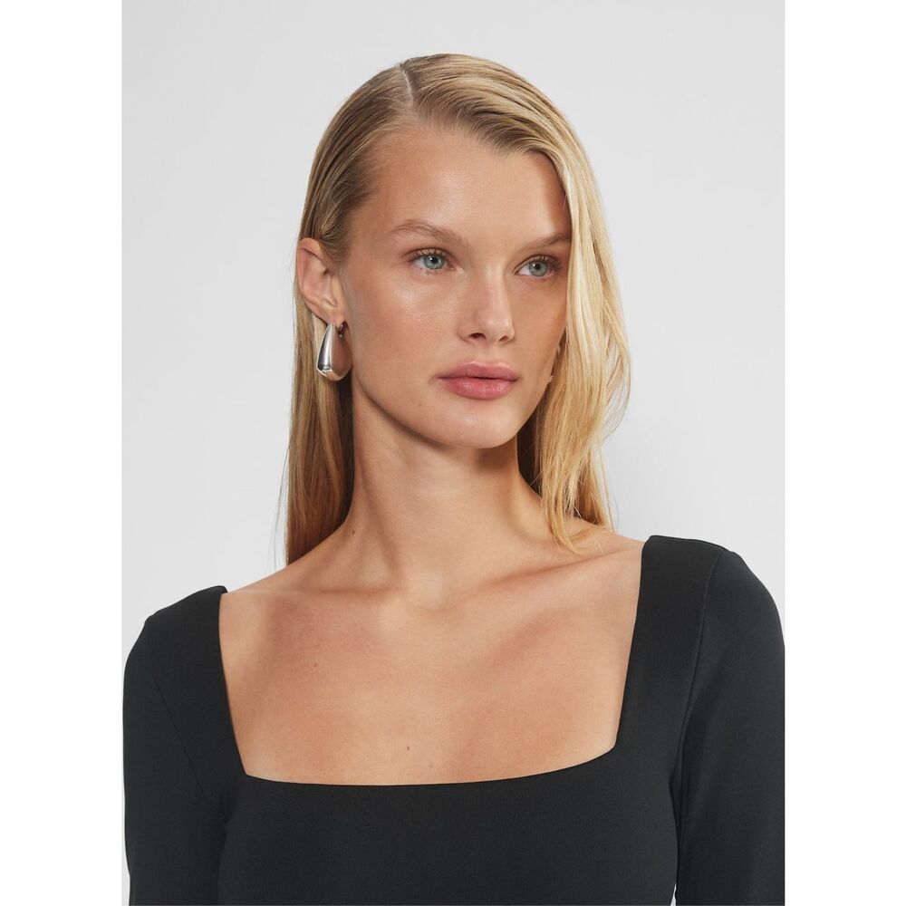 Aritzia Original Contour Square neck Hip Long Sleeve Top Black XS NEW - Picture 4 of 12